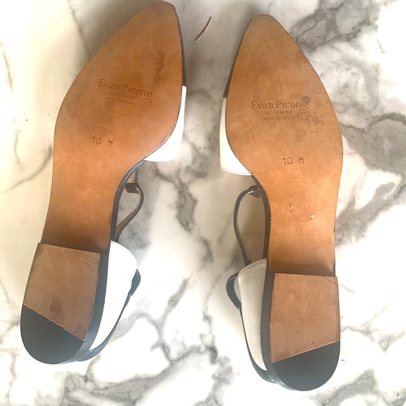 EVAN PICONE VINTAGE %100 Leather T-Strap Flats/ Blk/Off-Wht-Size 10M RARE FIND!! - Picture 3 of 5